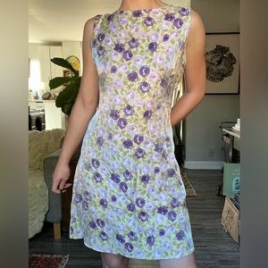Vintage 80s Floral Sleeveless Dress